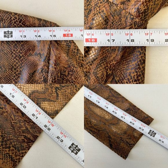 Zara Brown Snake Print Faux Suede Blazer Jacket Open Waterfall Collar Small - Picture 11 of 16
